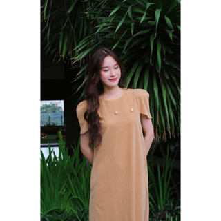 Cotton GUU | Đầm Nhung Nút Tay Sen
