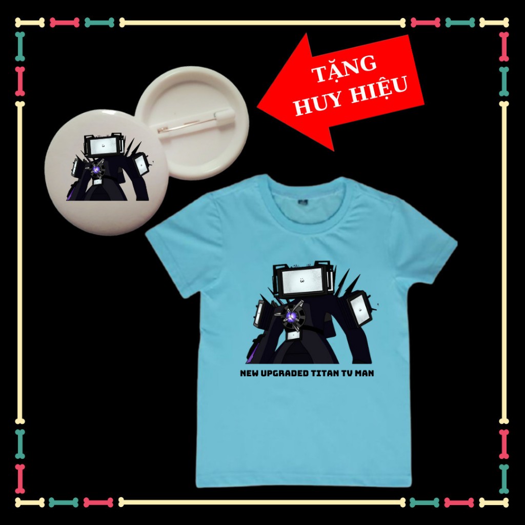 Áo phông bé trai bé gái New Upgraded Titan TV Man - Skibidi Toilet 67, đủ size áo từ 10kg đến 90kg-Tặng kèm huy hiệu