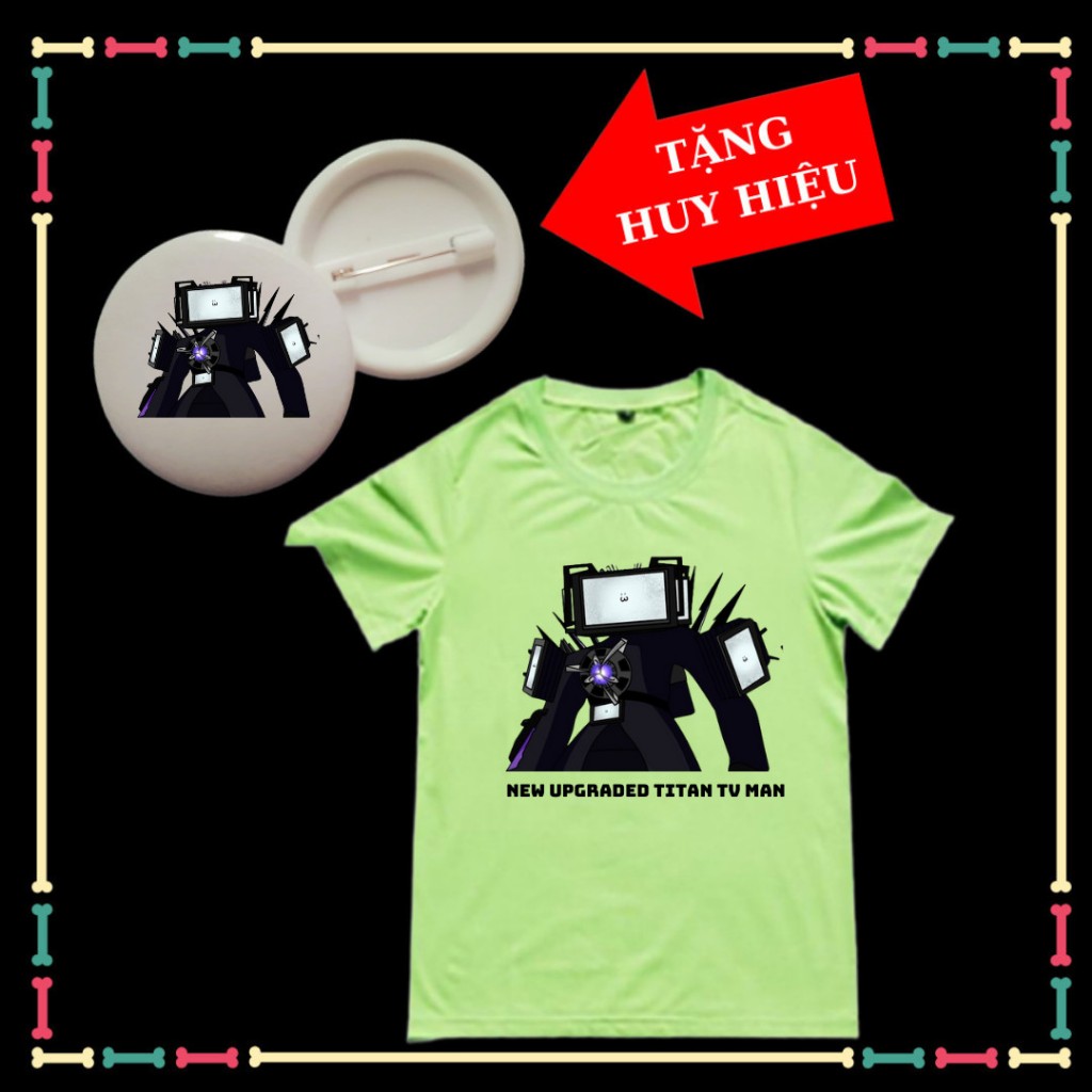 Áo phông bé trai bé gái New Upgraded Titan TV Man - Skibidi Toilet 67, đủ size áo từ 10kg đến 90kg-Tặng kèm huy hiệu
