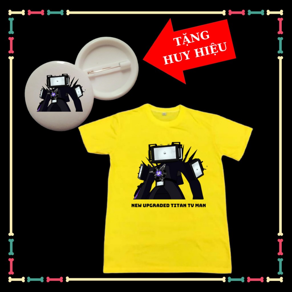Áo phông bé trai bé gái New Upgraded Titan TV Man - Skibidi Toilet 67, đủ size áo từ 10kg đến 90kg-Tặng kèm huy hiệu