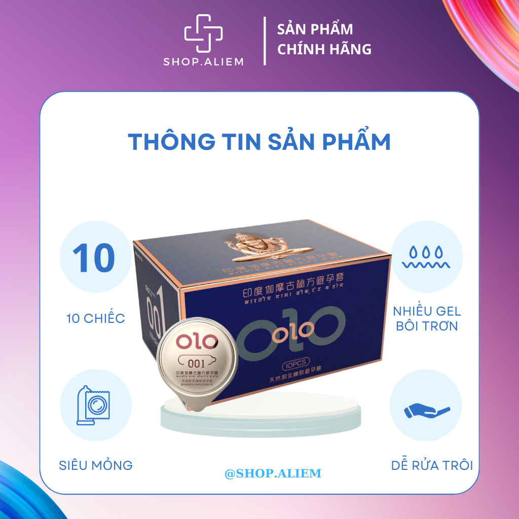 Bao cao su xanh olo kéo dài thời gian siêu mỏng 0.01mm bcs hộp 10 chiếc