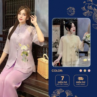  Set Voan Tơ 3 Lớp Thêu Nổi Pháp Phục Đồ Đi Lễ Chùa - B09 