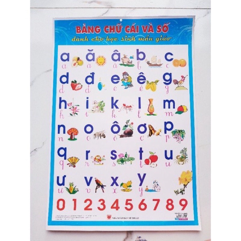 Bảng chữ cái và chữ số cán bóng Tiếng Việt, Tiếng Anh có nẹp treo tường