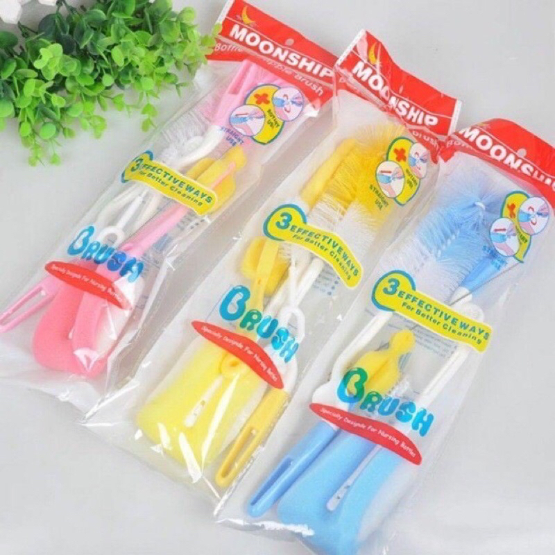 DolPhinKid Cọ Rửa Bình MoonShip 4 Chi Tiết, Cọ Rửa Cốc chén, Bình Sữa, Ống