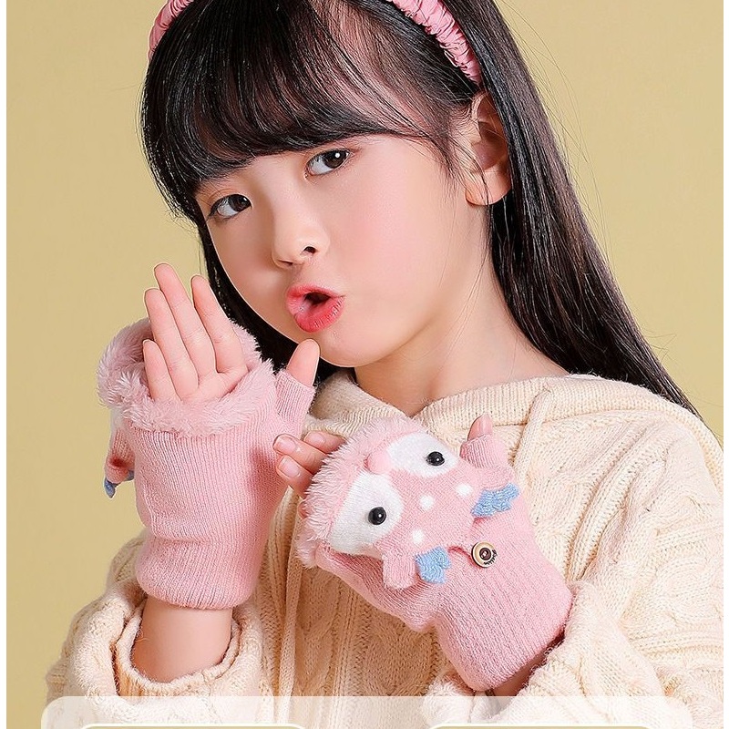 GĂNG TAY LEN LÓT LÔNG SIÊU ẤM CHO BÉ 3-12 TUỔI