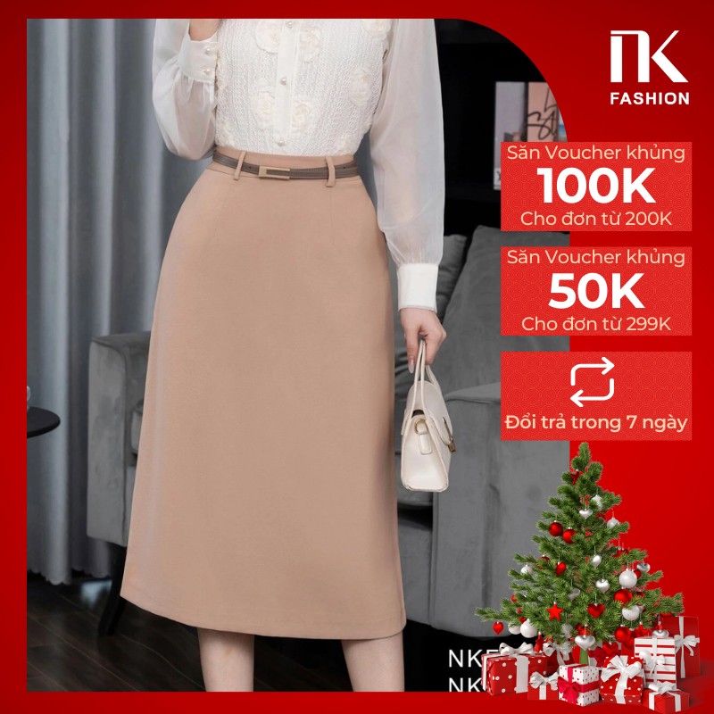 Chân Váy A Dáng Dài Thương Hiệu NK Fashion Thời Trang Công Sở Nữ NKCV2304001 Sang Trọng, Trẻ Trung, Thanh Lịch, Tôn Dáng
