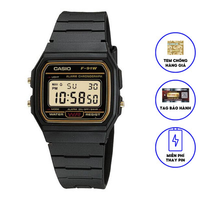 Đồng Hồ Casio Nam Dây Cao Su STANDARD F-91WG-9Q Chính Hãng