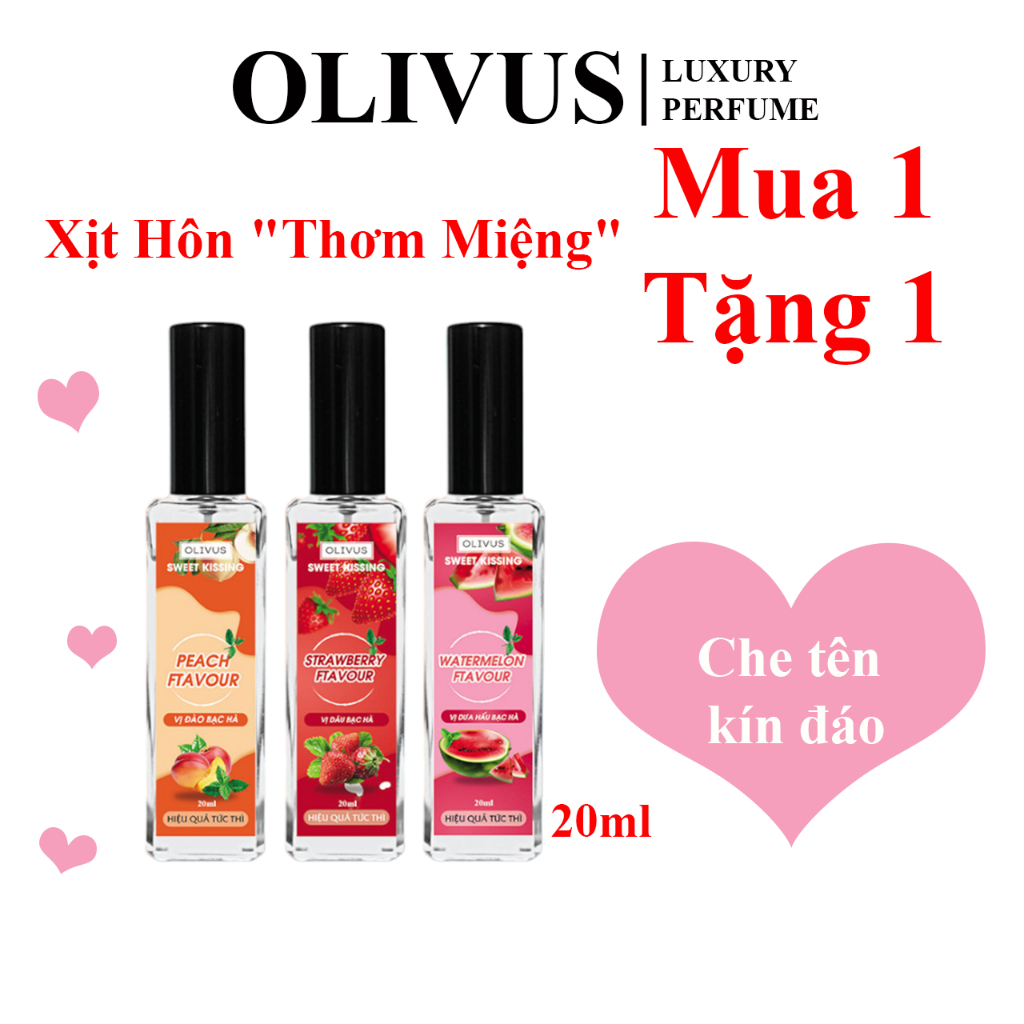 Xịt thơm miệng, xịt hôn OLIVUS Sweet Kissing giúp hơi thở thơm mát chiết xuất thiên nhiên hương vị Dâu Bạc Hà