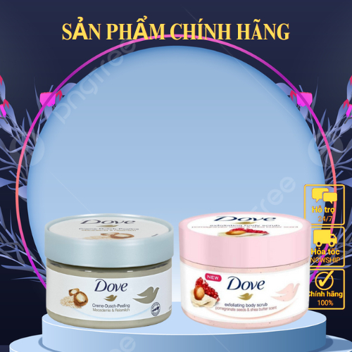 Kem Tẩy Tế Bào Chết Body Dove Chăm Da Sáng Mịn, Giữ Ẩm, Dưỡng Trắng 225ML Bản Đức - NEDEVI MALL x78 CT96 - GTD Beauty