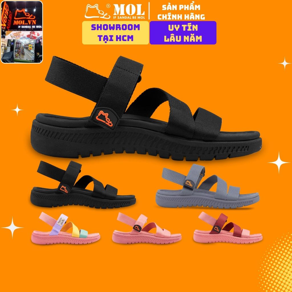 Giày sandal nam nữ quai chữ Z MOL MS2B màu đen