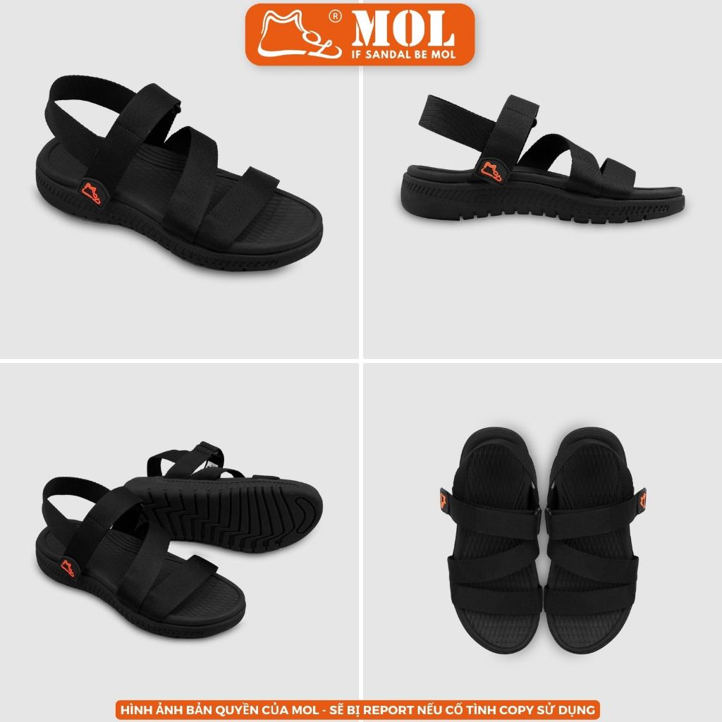 Giày sandal nam nữ quai chữ Z MOL MS2B màu đen