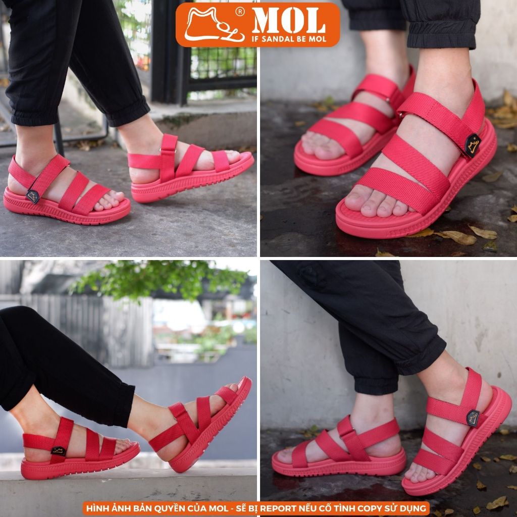 Giày sandal nam nữ quai chữ Z MOL MS2B màu đen