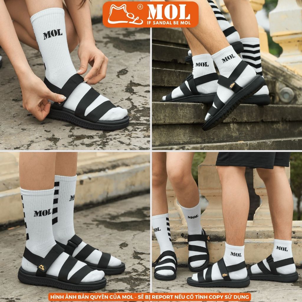 Giày sandal nam nữ quai chữ Z MOL MS2B màu đen