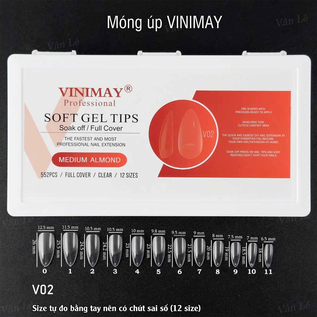 Móng úp vinimay form chuẩn mẫu mới siêu hot hộp 552 móng