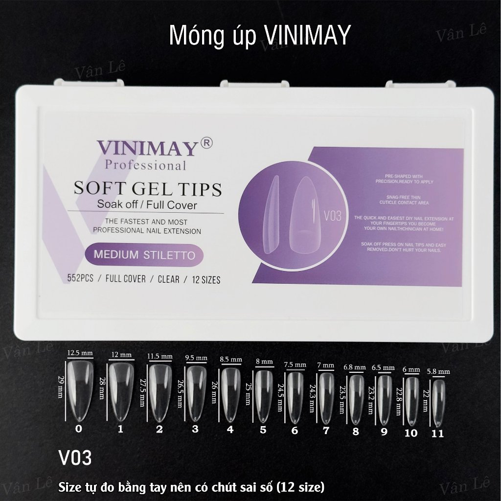Móng úp vinimay form chuẩn mẫu mới siêu hot hộp 552 móng