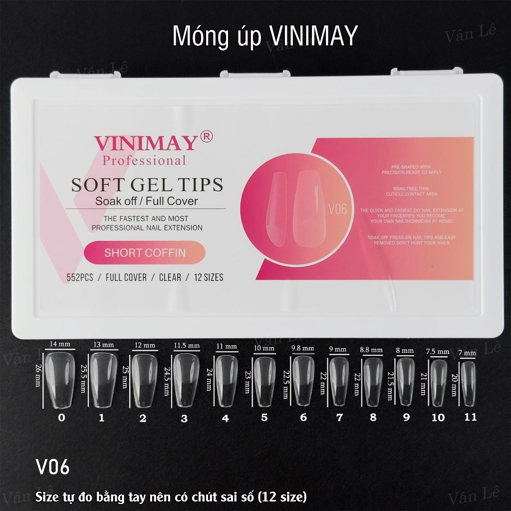 Móng úp vinimay form chuẩn mẫu mới siêu hot hộp 552 móng