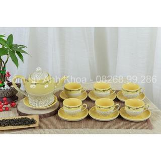 Ấm chén bát tràng, bình trà ấm pha trà gốm sứ bát tràng bộ choé men rạn dung tích 500ml cực đẹp gốm sứ