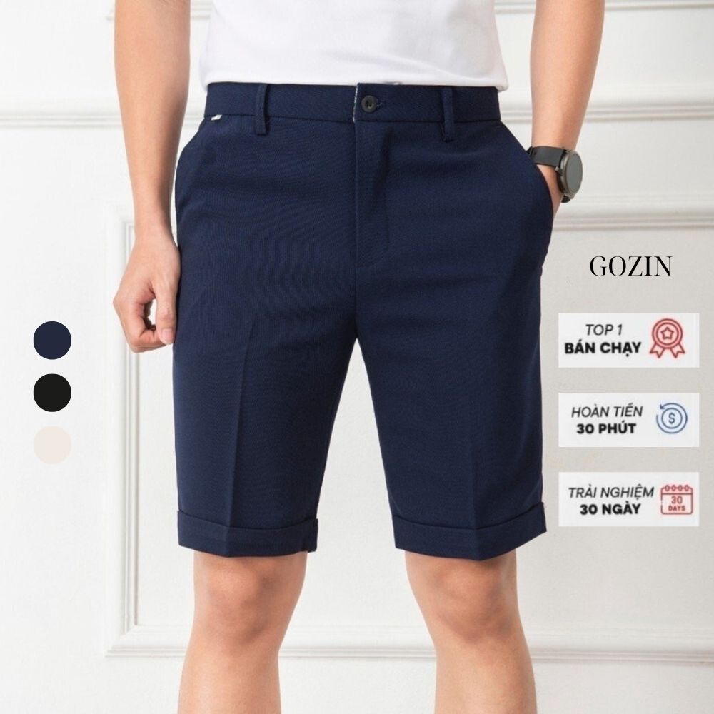 Quần tây âu short nam họa tiết GOZIN ngắn thời trang cao cấp form đẹp