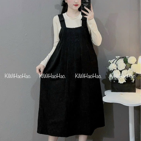 Sét yếm bầu mùa đông, yếm bầu công sở dáng suông dài