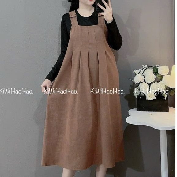 Sét yếm bầu mùa đông, yếm bầu công sở dáng suông dài