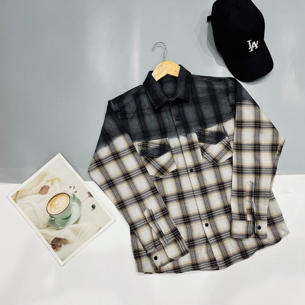 Áo sơ mi nam tay dài caro loang 7 màu++vải nỉ cao cấp form đẹp mẫu mới-AHFASHION