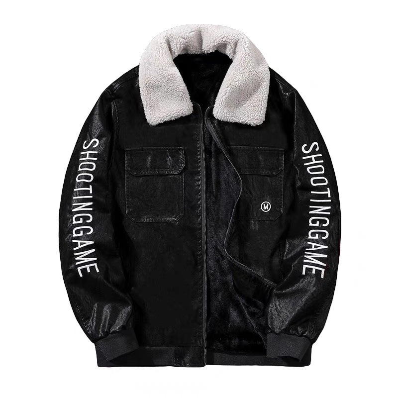 Áo Khoác da Nhung Lộn nam lót lông cổ lông tháo dời, mẫu mới nhất