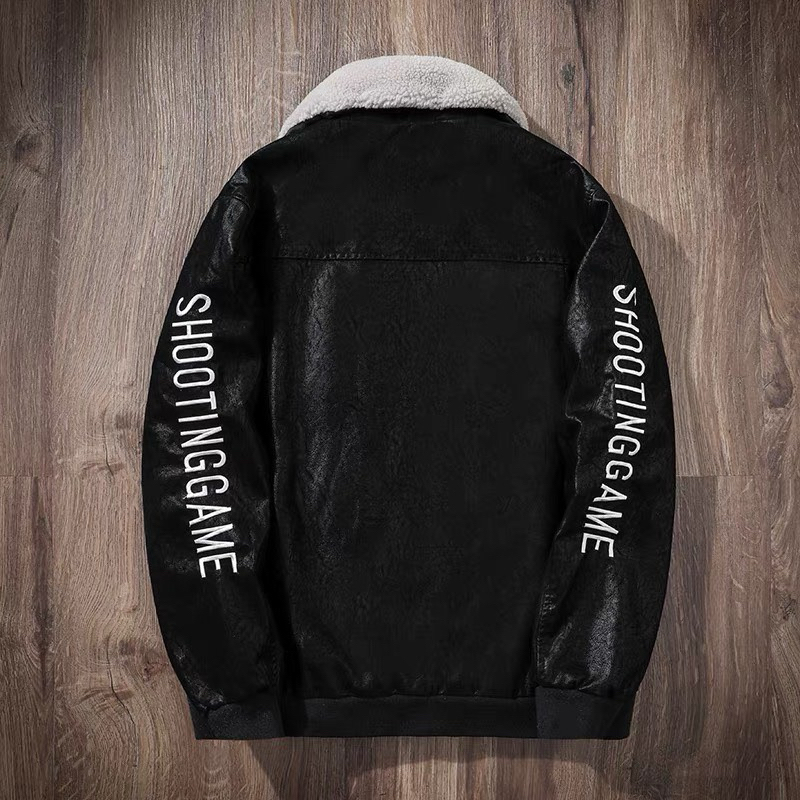 Áo Khoác da Nhung Lộn nam lót lông cổ lông tháo dời, mẫu mới nhất