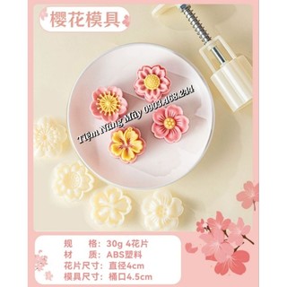 Khuôn hoa mai, hoa đào 30g nhấn lò xo 3 hoặc 4 mặt khuôn