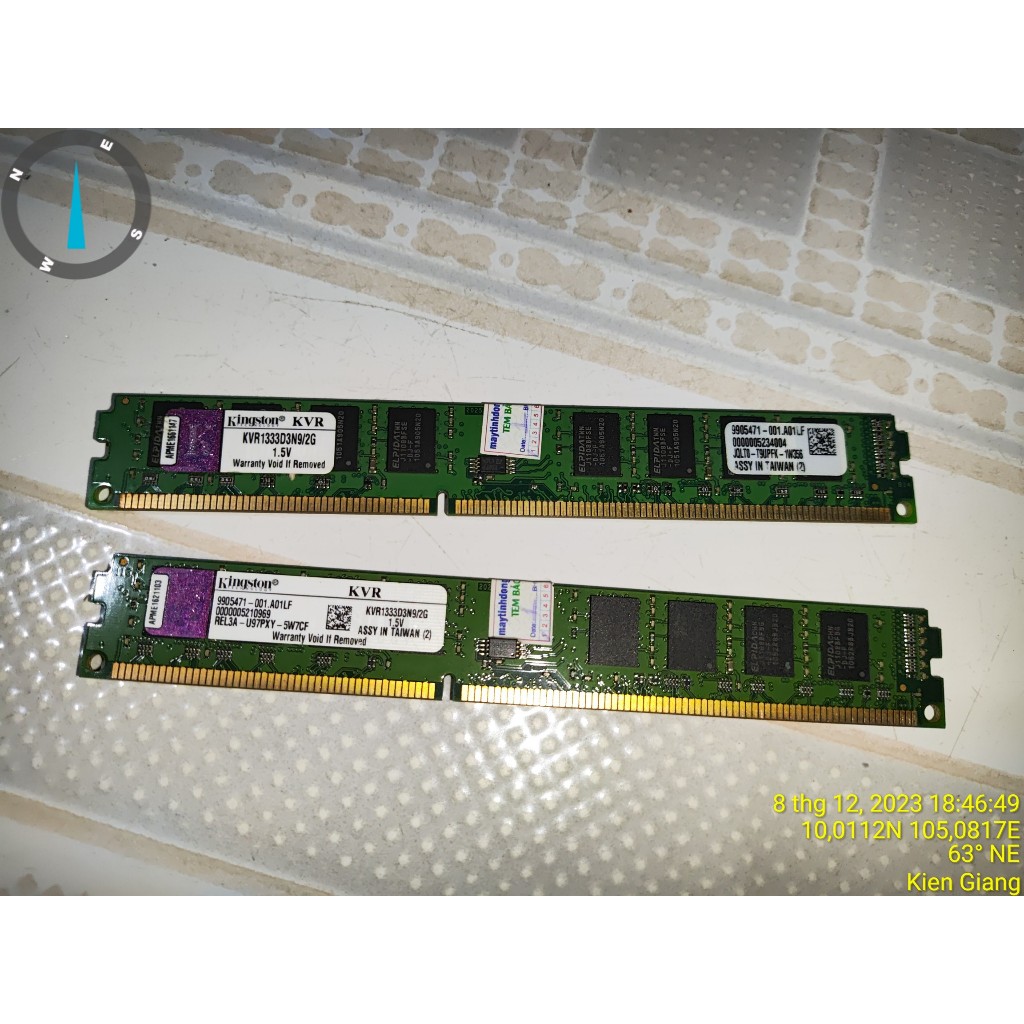Ram tháo máy đồng bộ 2Gb DDR3 Bus 1333MHZ. Kingston Desktop RAM DDR3 1333MHZ DIMM.