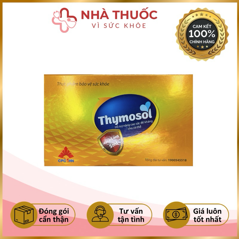 Tăng cường sức đề kháng THYMOSOL gồm Thymomodulin, Vitamin C và Kẽm (Hộp 20 ống 5ml)