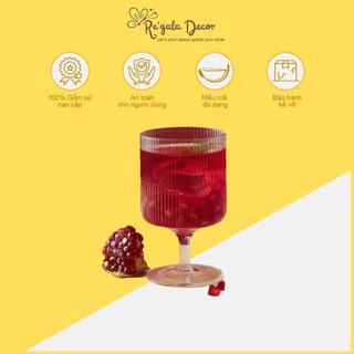 Ly Thủy Tinh Cocktail Coupe Re'gala Decor - Cốc Dáng Sọc Chân Cao Dung Tích 240ml ,Thủy Tinh Borosilicat Chịu Nhiệt