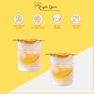Ly Thủy Tinh Họa Tiết Ngọc Trai Re'gala Decor - Cốc Dáng Cao Dung Tích 300ml và 380ml ,Thủy Tinh Borosilicat Chịu Nhiệt