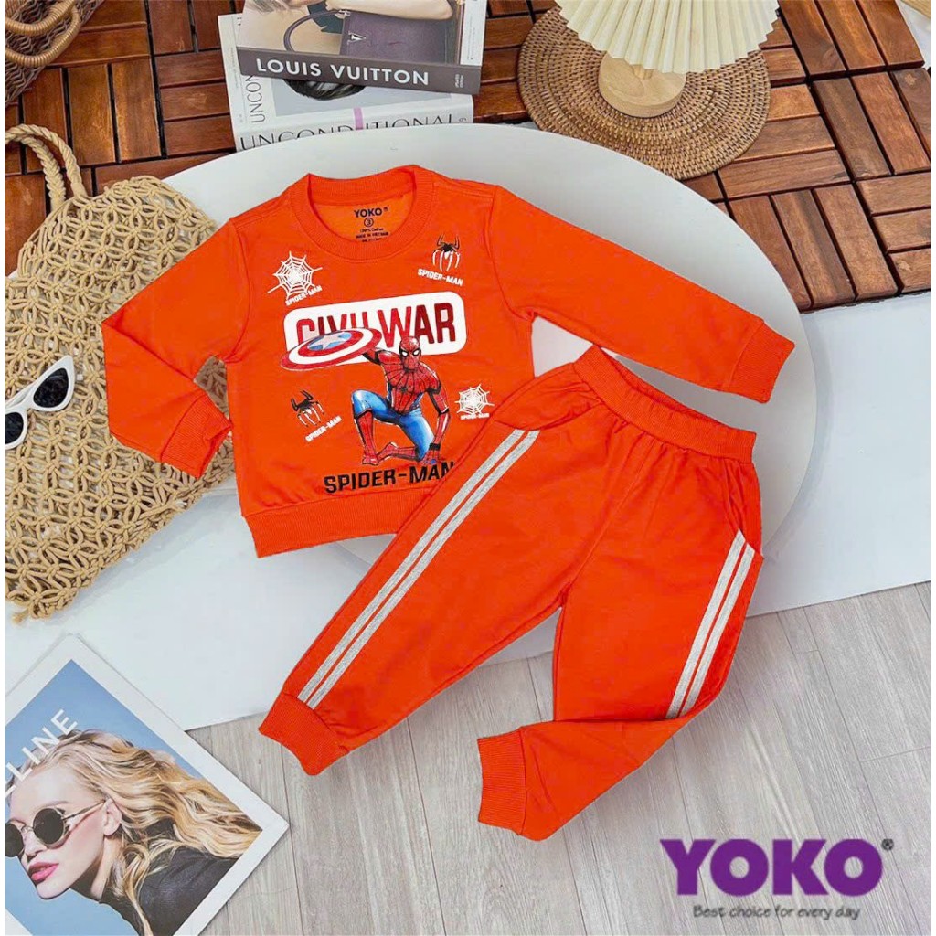 Bộ Quần Áo Dài Tay Yoko Chất Liệu Cotton Da Cá Cho Bé Trai 10-30kg Y2310CIV08