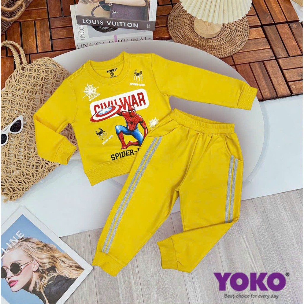 Bộ Quần Áo Dài Tay Yoko Chất Liệu Cotton Da Cá Cho Bé Trai 10-30kg Y2310CIV08