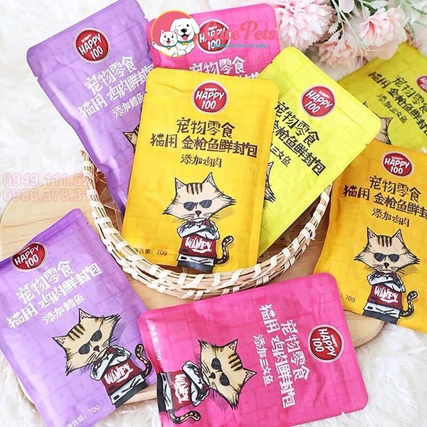 ( COMBO 10 - 20 gói ) PATE WANPY HAPPY 100 - 70gr - Pate Happy cho Mèo có mix vị