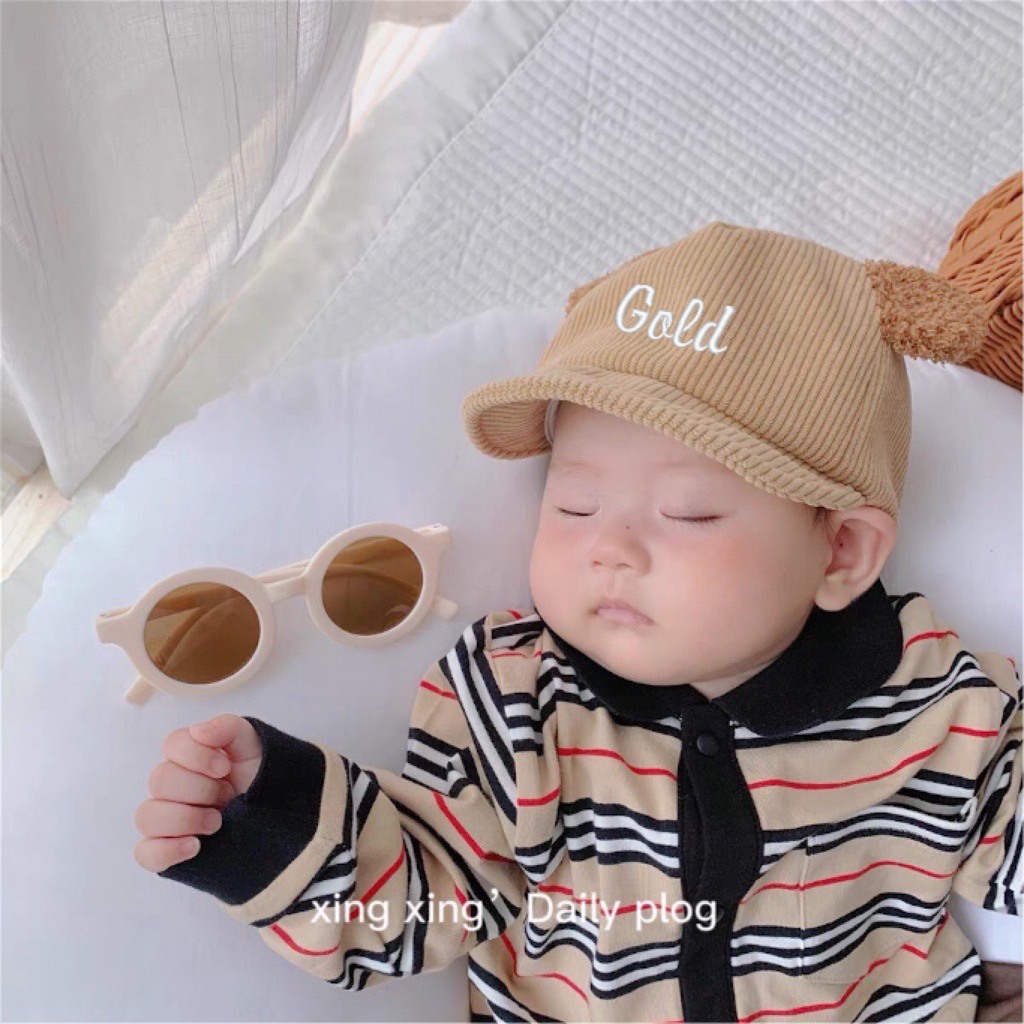 MUP 165: Mũ lưỡi chai nhung tăm tai gấu - thêu tên cho bé SMX