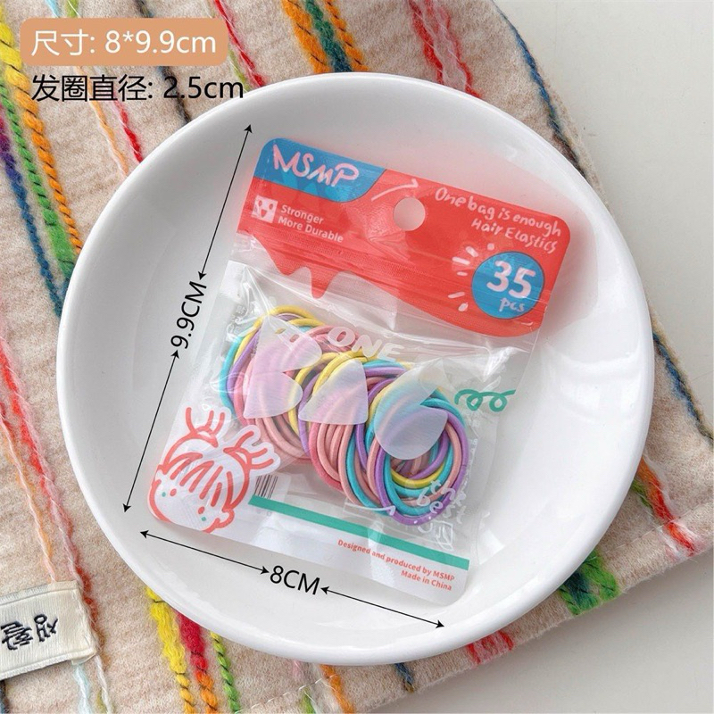 Gói 30-35 Dây Chun Cột Tóc, Buộc Tóc Đủ Màu Xinh Xắn Cho Bé