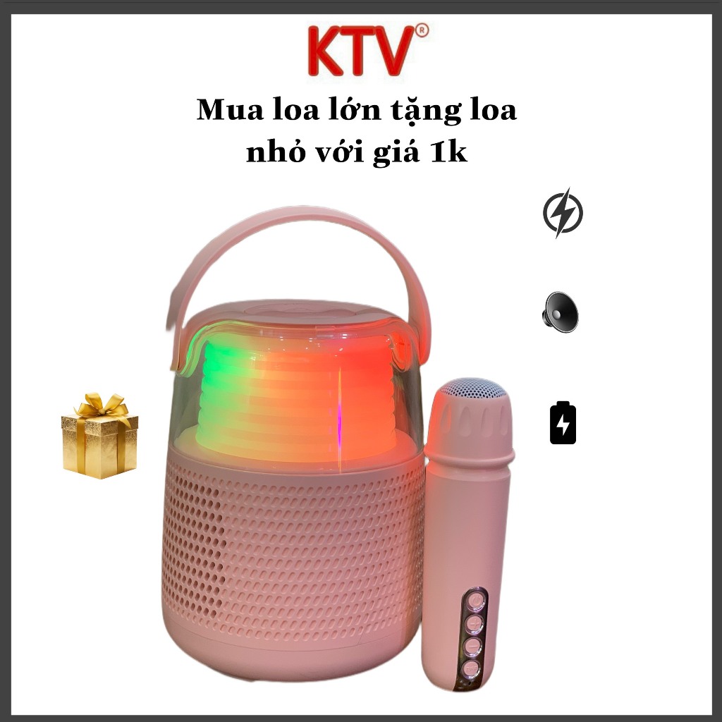 Loa Bluetooth mini Karaoke tặng kèm mic, có đèn chớp nháy