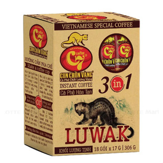 Combo 4 hộp Luwak Cà Phê  Hòa Tan C7 3in1 Con Chồn Vàng Hộp 306g (18 Gói 17g)