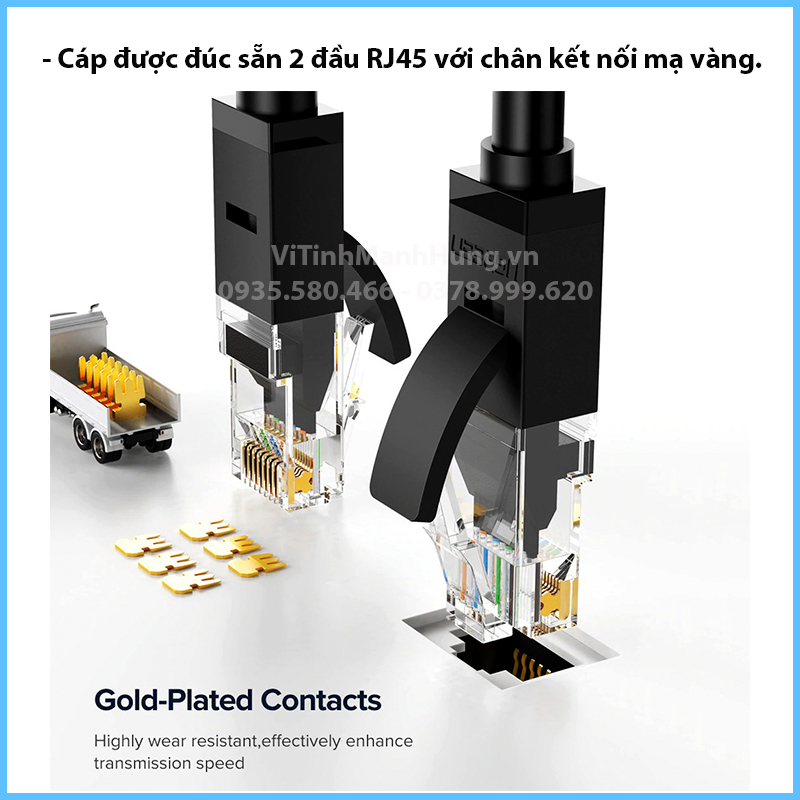 Dây cáp mạng Cat 6 Ugreen, đúc sẵn 2 đầu RJ45, độ dài từ 0.5M đến 10M.