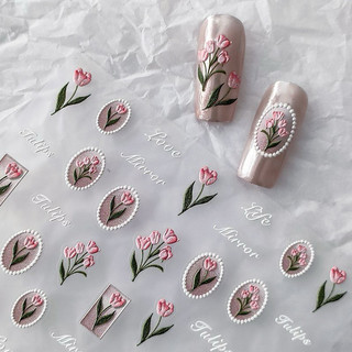 Sticker hoa nổi 5D - Sticker giả bột trang trí móng hoa lụa