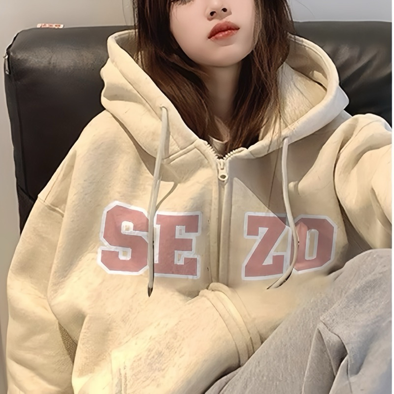 Áo Khoác Hoodie Zip Form Rộng Mũ To Chất Liệu Nỉ Lót Lông SEZO