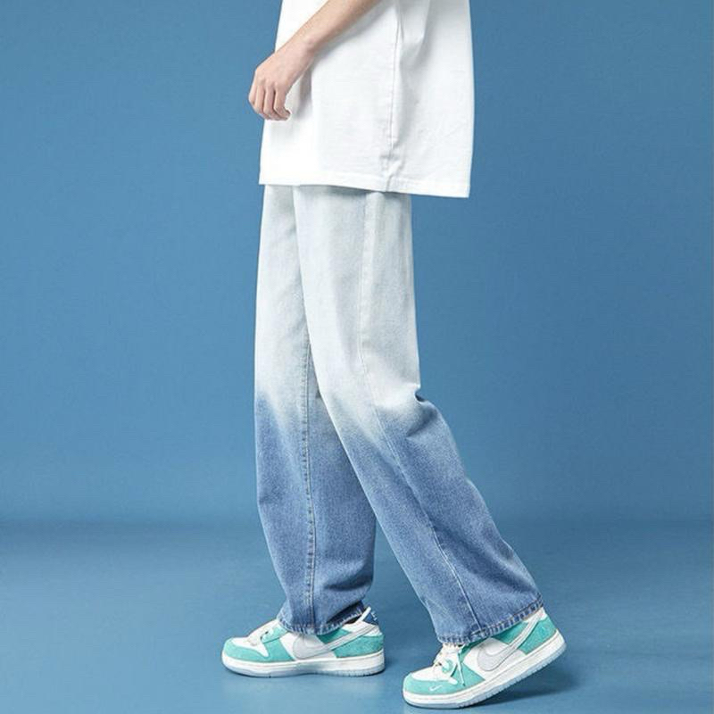 Quần Jeans Baggy Nam ống suông loang màu phong cách Basic