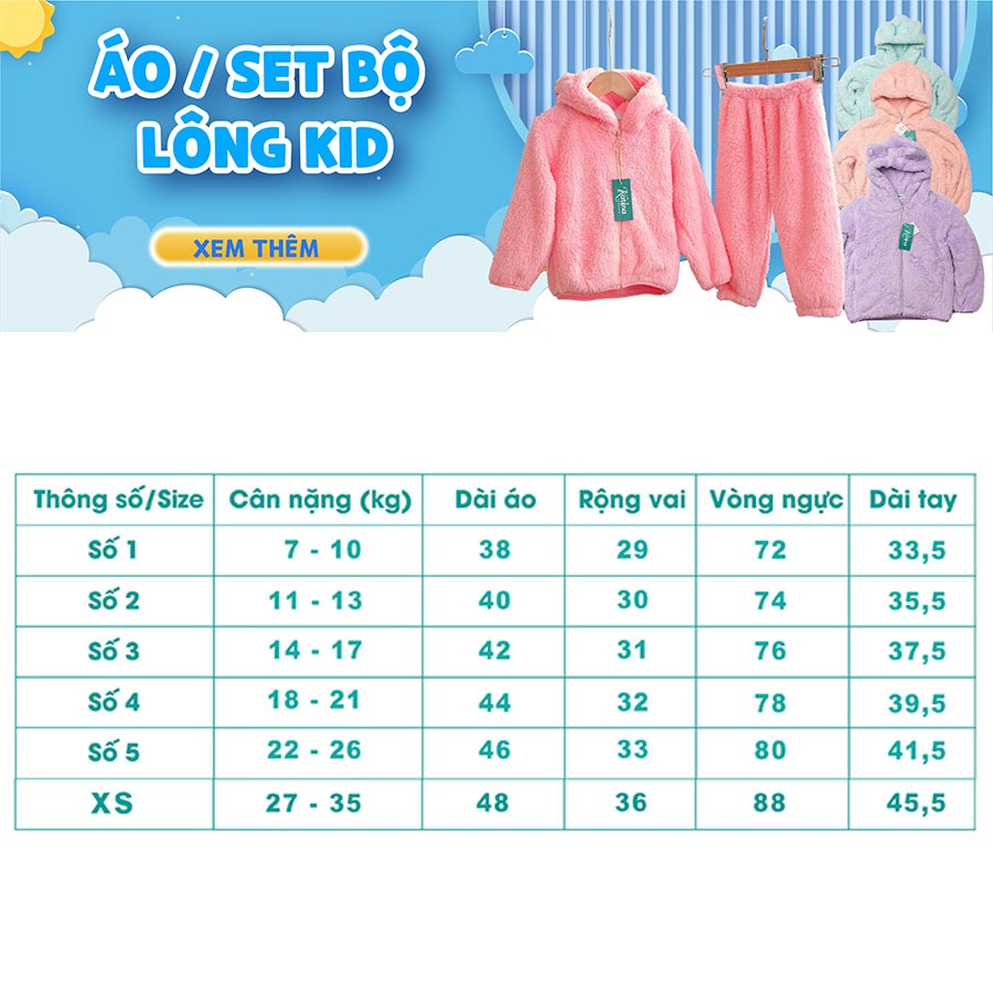 Áo khoác lông cừu Katina cho bé trai & bé gái mặc mùa thu đông ấm áp