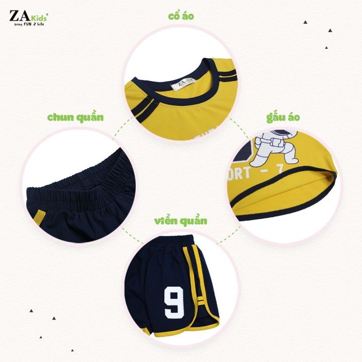 Bộ Quần Áo Sát Nách Bé Trai Mặc Nhà, Đi Chơi Mùa Hè Chất Vải Cotton ZA Kids ZA22166SN. Size bé 2-14 Tuổi