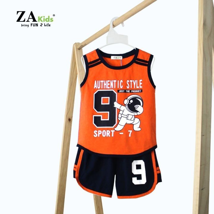 Bộ Quần Áo Sát Nách Bé Trai Mặc Nhà, Đi Chơi Mùa Hè Chất Vải Cotton ZA Kids ZA22166SN. Size bé 2-14 Tuổi