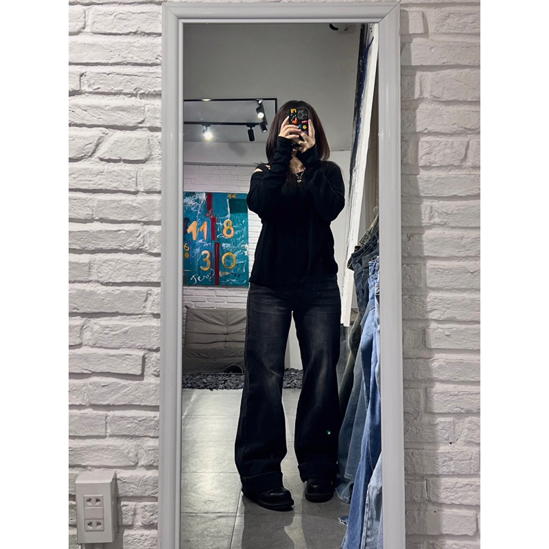 QUẦN JEANS SUÔNG RỘNG - WASH XÁM SÁNG