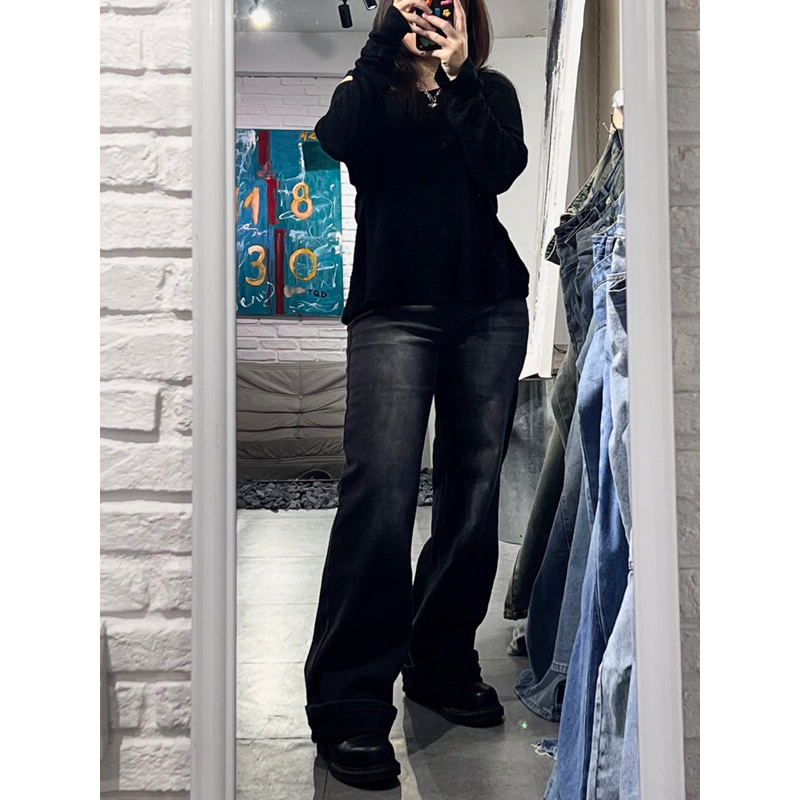 QUẦN JEANS SUÔNG RỘNG - WASH XÁM SÁNG