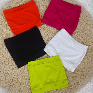 Áo ống croptop vành to màu trơn chất borip