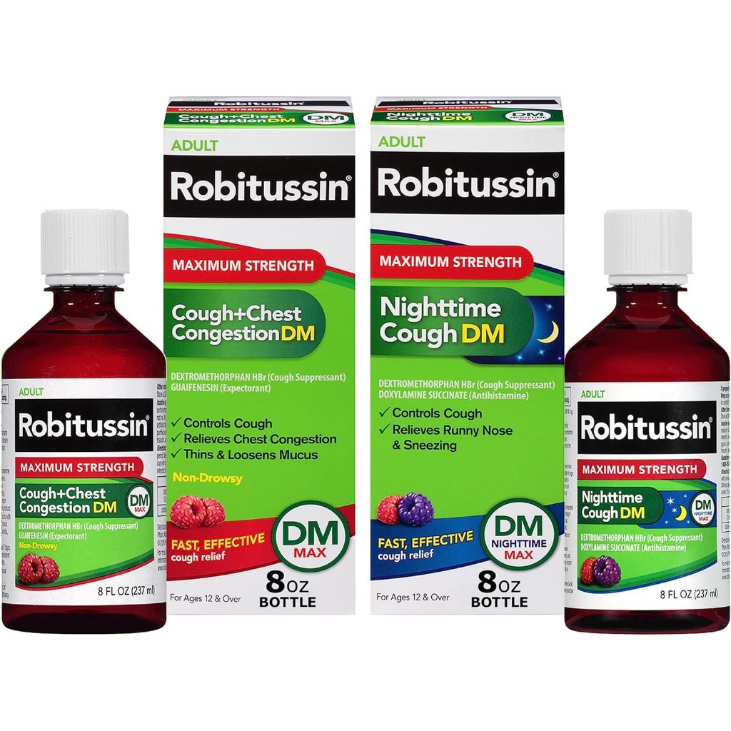 Siro Giảm Ho Đờm Giảm Nghẹt Mũi Robitussin Maximum Strength Severe Cough Cold + Flu Day & Night 237ml